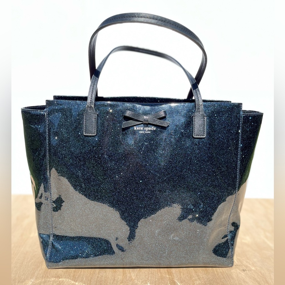 Kate Spade New‎ York Mavis Street Taden Vinyl Glitter Tote, Midnight Ocean Blue